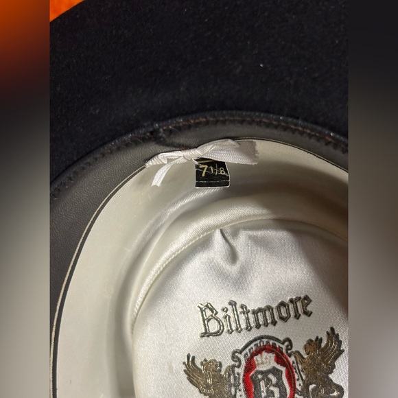 BILTMORE ROYAL BLACK FUR FEDORA HAT MADE IN CANADA 7 1/8 - Picture 6 of 10